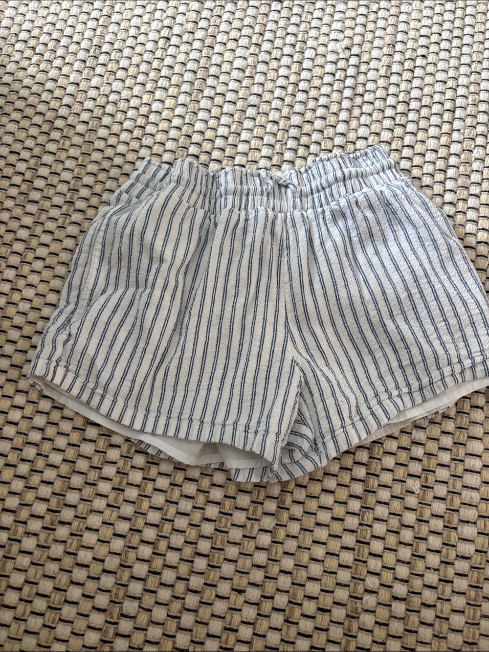 Abercrombie & Fitch White Shorts with Blue Pinstripes